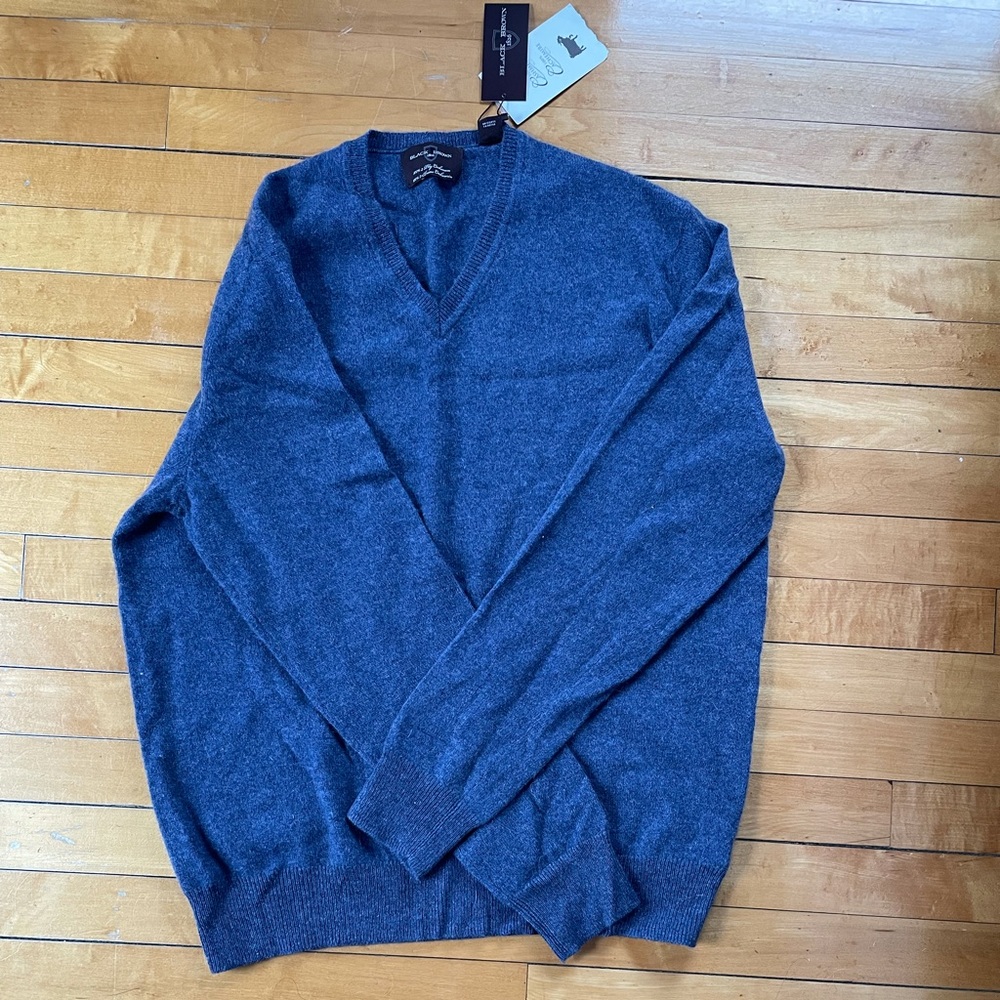New Men’s Large Black Brown 1826 Cashmere Sweater